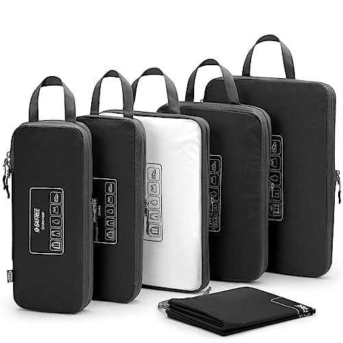 G4Free 6 Set Compression Packing Cubes 3 sizes Travel Packing Organizers for Suitcases Expandable Luggage Suitcase Storage Bags Set Lightweight Packing Cubes Travel Essentials
