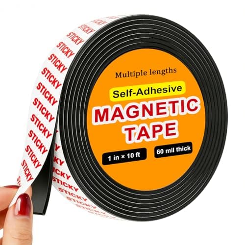 Towjug Sticky Anisotropic Magnetic Tape Roll (1in x10ft) - Flexible Magnet Strip with Adhesive Backing for Crafts, Kitchen, Whiteboards, Fridge, DIY Organization
