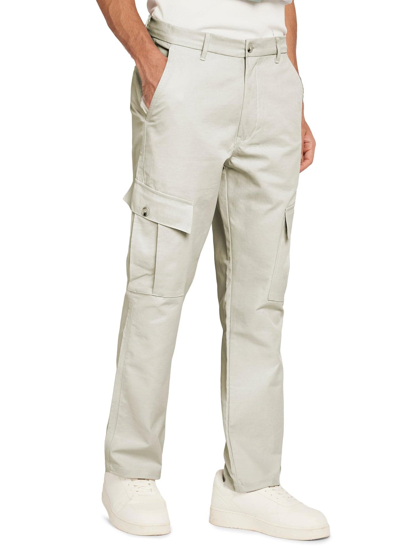 Zeyo Men Cargo Off White Cargo Pants for Men 5894
