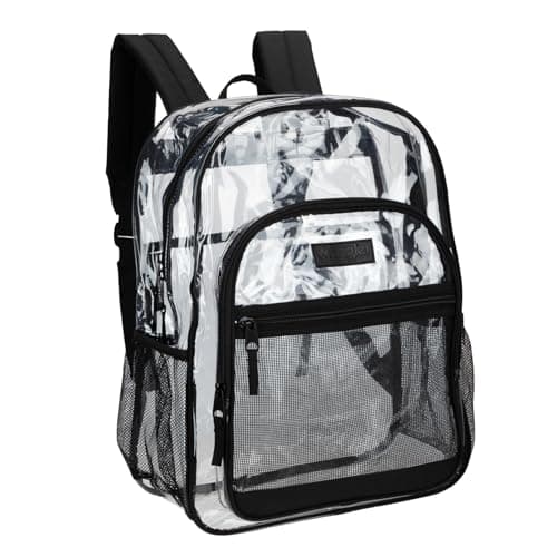 Wrangler Clear Backpack for Girls Water Resistant Clear Bookbag Plastic See Through Backpack for Stadium Events and School