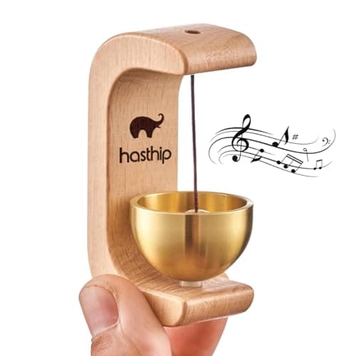 HASTHIP® Beech Wooden Door Chime with Brass Bell, Dopamine Door Bell for Home, Self-Adhesive Magnetic Doorbell, Serene Acoustic for Home & Shop, Shopkeepers Door Chime, Ideal Housewarming Gift