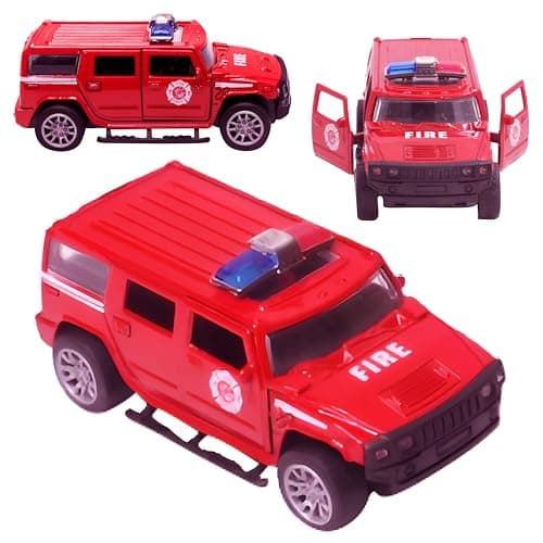 Toy Cloud Hummer Fire Brigade Car 1:32 Scale Die-Cast Metal Toy with Opening Doors and Pull Back Action Realistic Toy Car