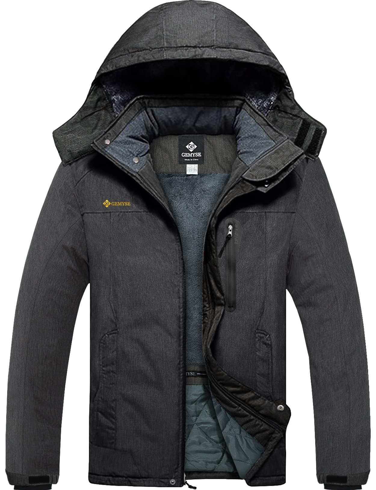 GEMYSE Mens Ski Snow Jacket Warm Winter Waterproof Coat Snowboard Rain Jacket Hooded Windproof WindbreakerGraphite GreySmall