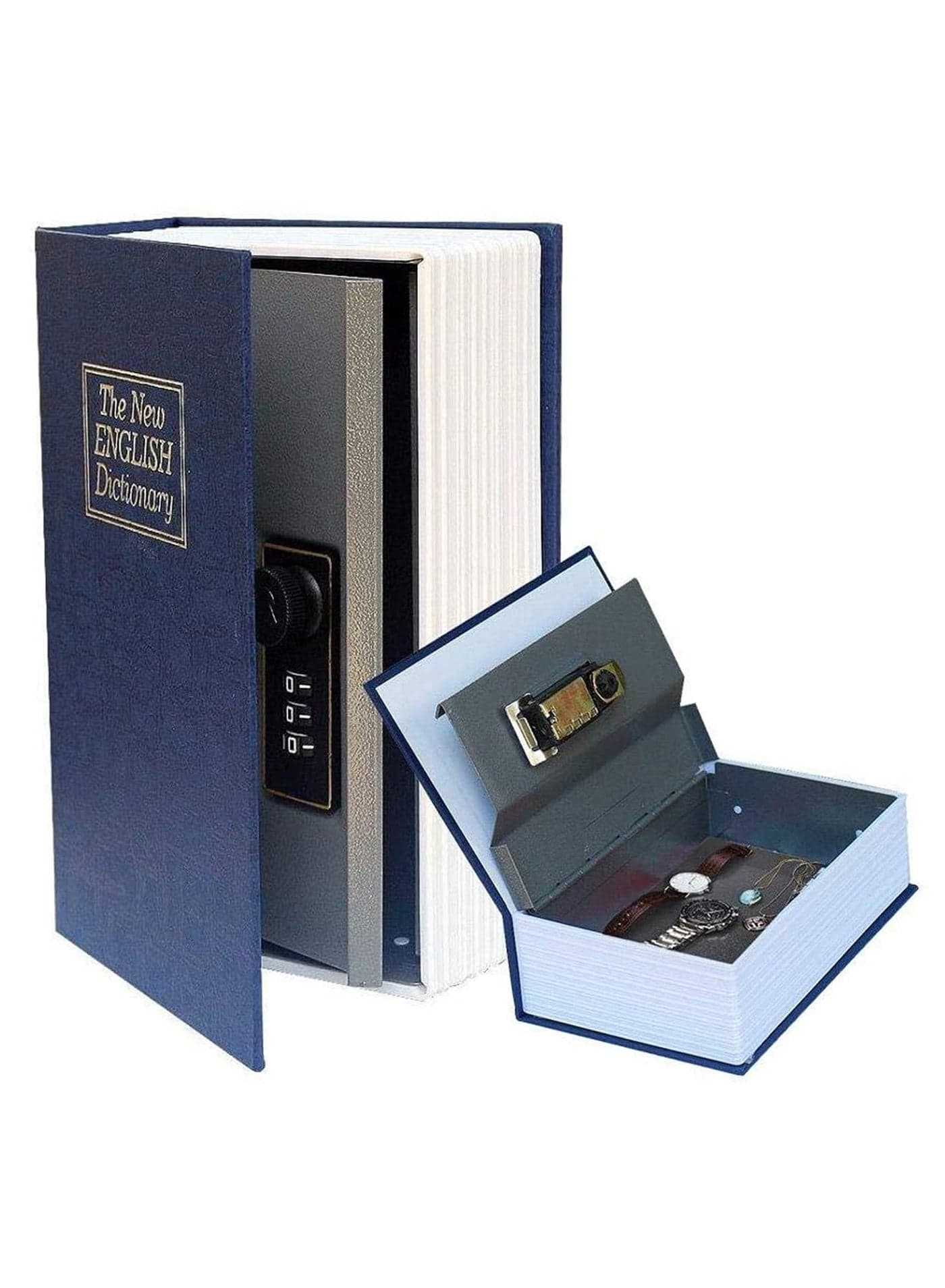 Locked Safe Box Looks Like Real English Dictionary Book Strong Steel Plate Cardboard Cover Concealed on Bookshelf for Hiding Cash Jewelry Watches Credit Card