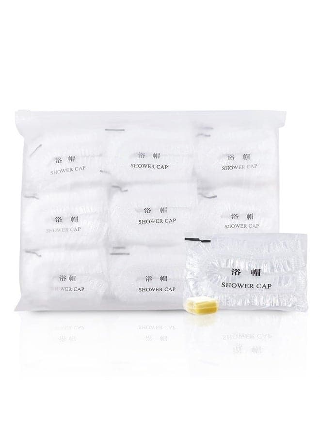 Maltose Disposable Shower Caps 100Pcs - Individually Wrapped 19.8" Large Thicker Plastic Shower Caps Waterproof Shower Hair Caps for Women Spa Home Hotel Hair Salon Portable Travel (Clear)