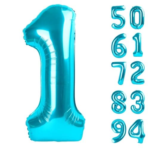 40 Inch Blue 1 Balloon for First Birthday 1st Number Balloons Birthday Decorations for Girl Boy Kids Toddler Baby One Giant Number 1 Balloon