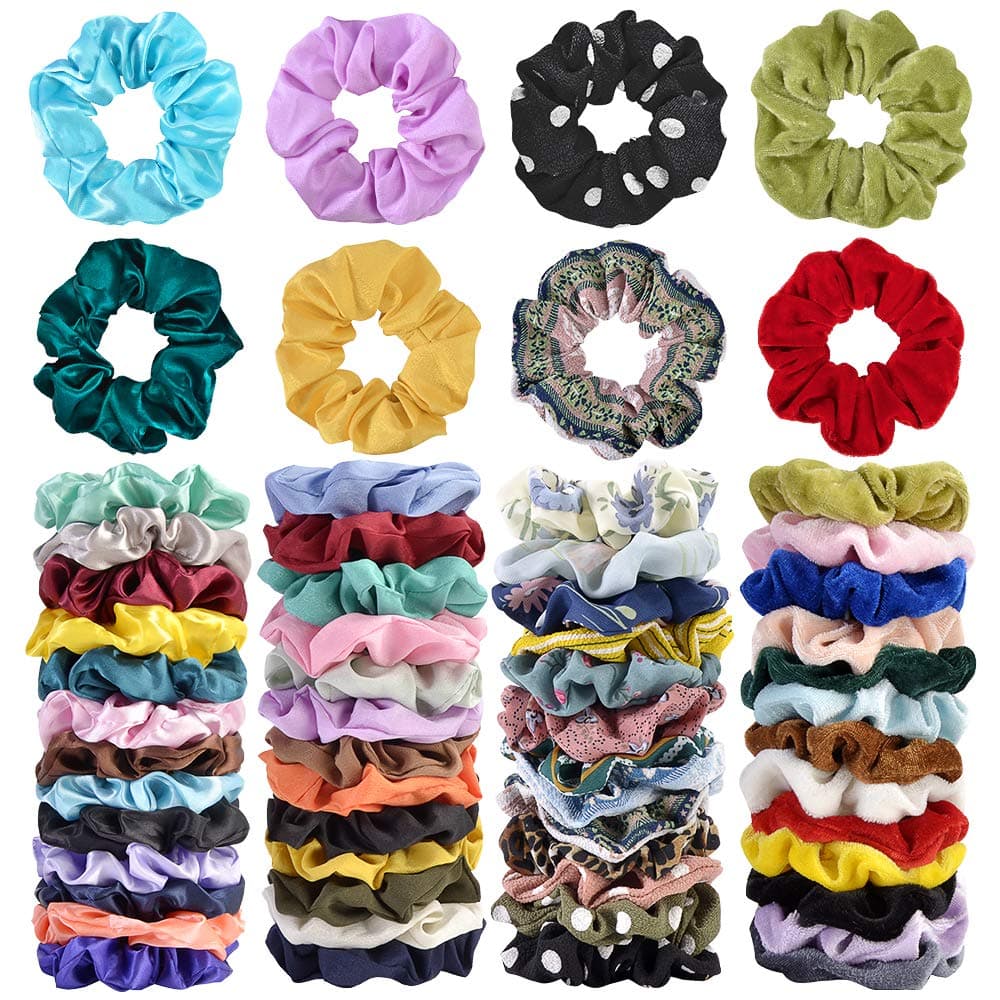 52 Pcs Velvet Hair Scrunchies Hair Bands for Women or GirlsElastic Soft Ponytail Holder Hair Ties for Birthday Party Thanksgiving Christmas