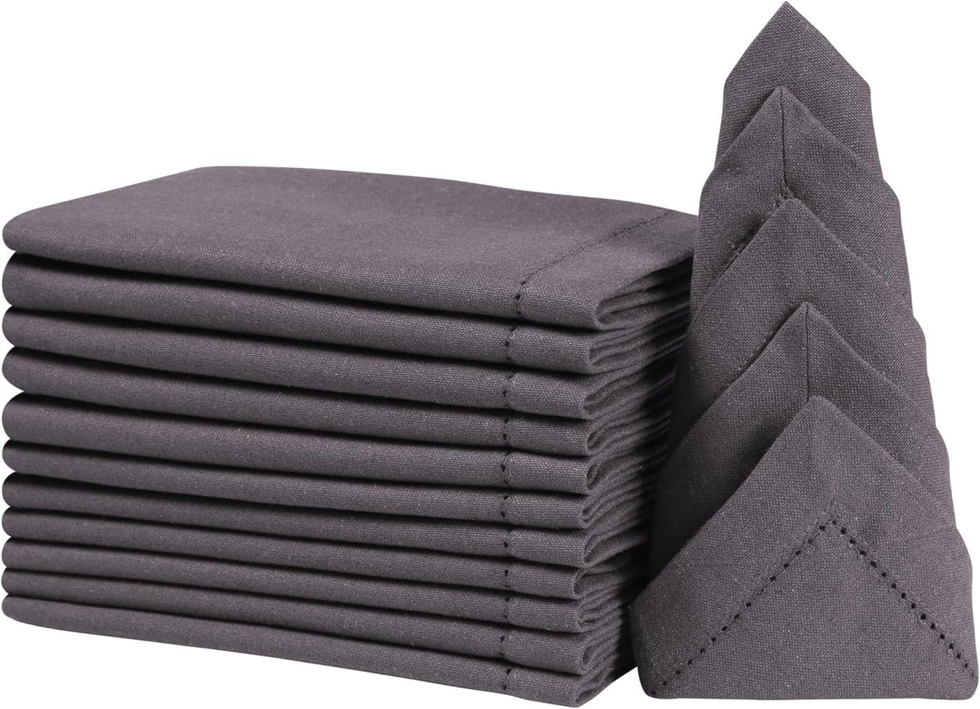 Cloth Napkins Set of 12 Hemstitch Cloth Napkins Cloth Dinner Napkin for Christmas Decoration Cotton Napkins Cloth Washable Fall Cloth Napkins Everyday Napkin Mitered Corner 18x18 Inch Charcoal