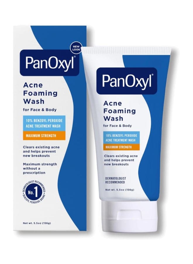 Acne Foaming Wash, Peroxide 10% Maximum Strength 5.5 Oz Packaging May Vary Blue