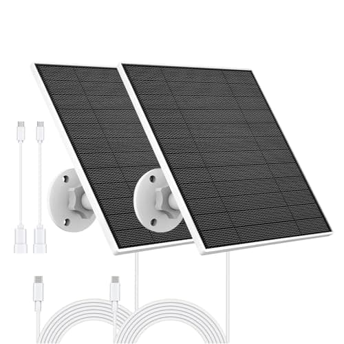 Solar Panel for Eufy Outdoor Camera, 5W Solar Panel Charger Compatible with Eufycam, Continuous Power Supply, 9.8ft Charging Cable, IP65 Waterproof, Adjustable Wall Mount, 2 Pack
