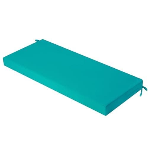 ideehome Outdoor Bench Cushion Waterproof Bench Cushions for Outdoor Furniture Patio Porch Swing Replacement Seat Pad with Ties for Garden Backyard 42 x 18 Inch Peacock Blue
