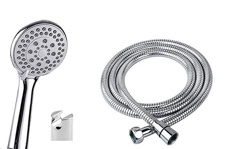 JAGGER JHS2206 ABS 5Function Hand Shower with 15 Meter Flexible Tube Tube Inner Nut Brass Outer Body SS304 Grade Chrome Finished Wall Hook Hand Shower with 15 Meter Tube and Hook