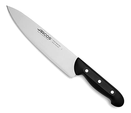 Arcos Chef Knife 8 Inch Stainless Steel. Multi-use Professional Cooking Knife for Cutting Meat and Vegetables. Ergonomic Polyoxymethylene Handle and 215mm Blade. Series Maitre. Color Black