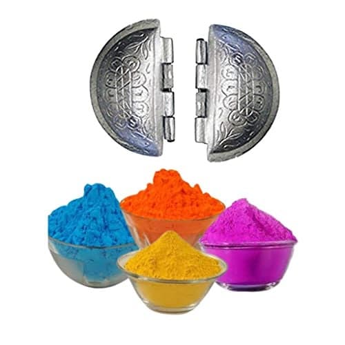 Sakoraware Aluminium Gujiya/Gujia Karanji Maker| karjikai Mould Cutter Sacha Machine, Kitchen Mold for Holi Festivals (Set of 2) with Herbal Gulal oraganic Holi Colours, Multicolour