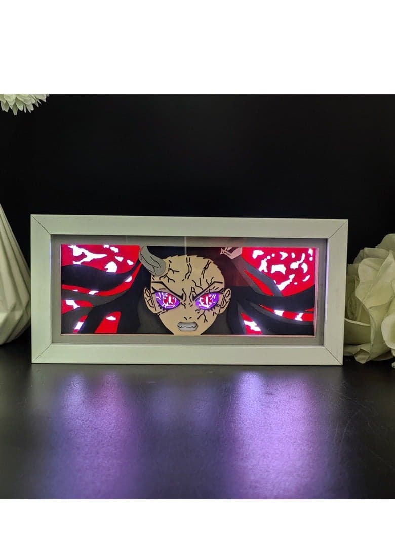 Demon Slayer: Kimetsu no Yaiba Paper Cut Sculpture Night Light, Anime Nezuko Kamado Paper Cut Sculpture Night Light,Dual Power (AC/Battery), 16 Colors with Brightness Adjustment, Remote Control Over 15m