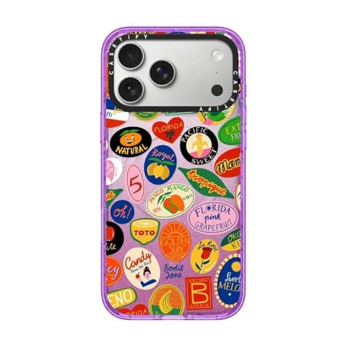 CASETiFY Impact iPhone 17 Pro Max Case SlimCompatible with Magsafe 82 ft 4X Military Grade Drop Protection Fruit Stickers Glitter Purple