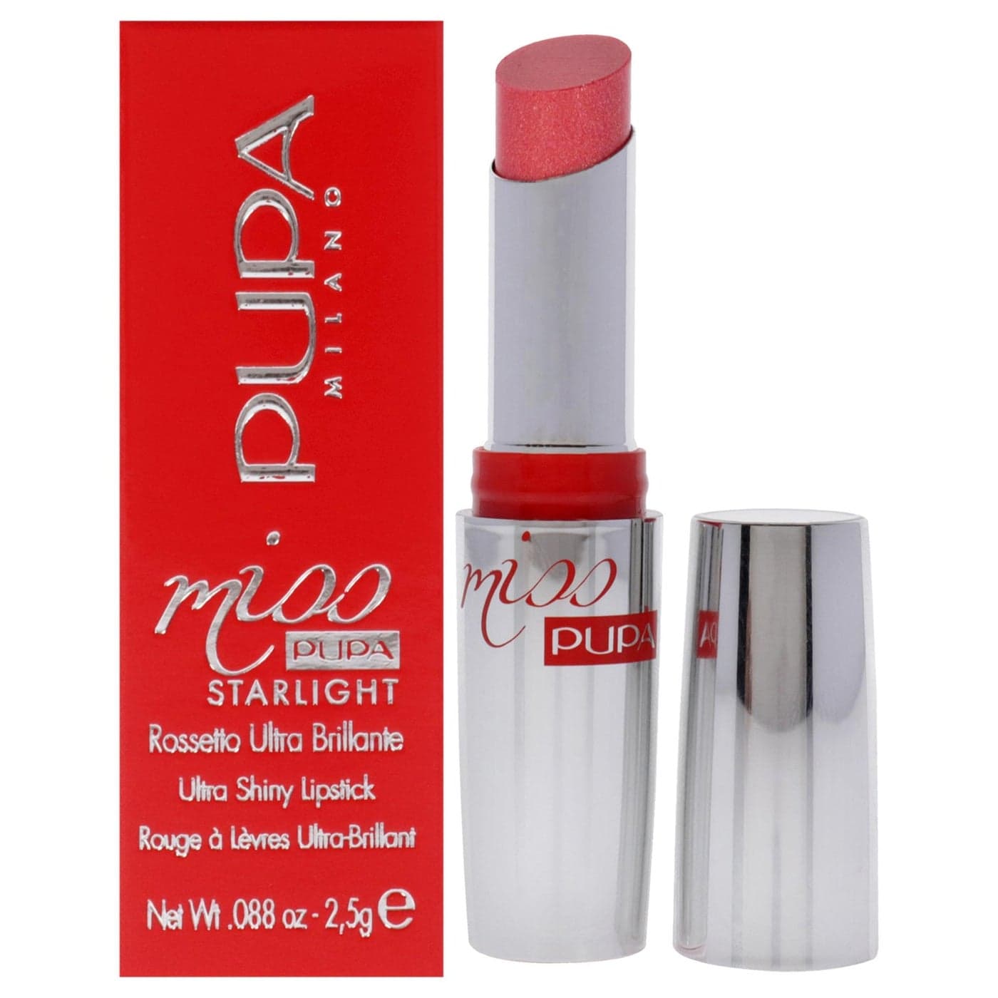 Pupa Milano Miss Starlight UltraShiny Lipstick SemiTransparent Color And Micro Pearls Balmy Texture Extraordinary Radiance Blends Gently On Lips 705 Divine Diana 088 Oz