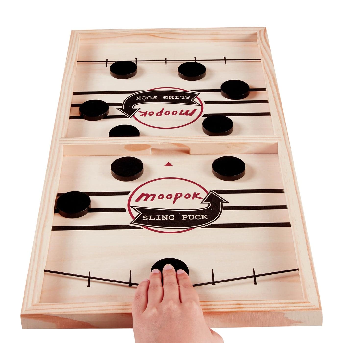 moopok Fast Sling Puck Game - Fast Action Foosball Table Super Winner Wooden Air Hockey Board Game - Desktop Battle Slingshot Game - Fun for Family Game or Party with Friends