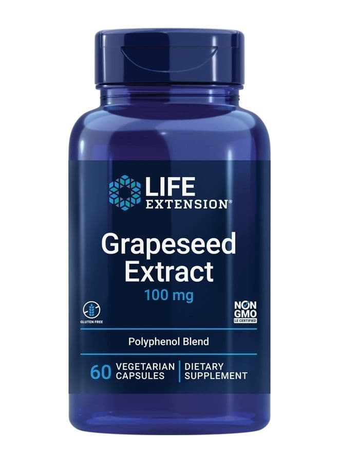 Grapeseed Extract 100 mg – Antioxidant Plant Extracts with Vitamin C, Calcium, Grape Seed Extract, Trans-Resveratrol – Polyphenol Blend - Gluten-Free, Non-GMO – 60 Capsules