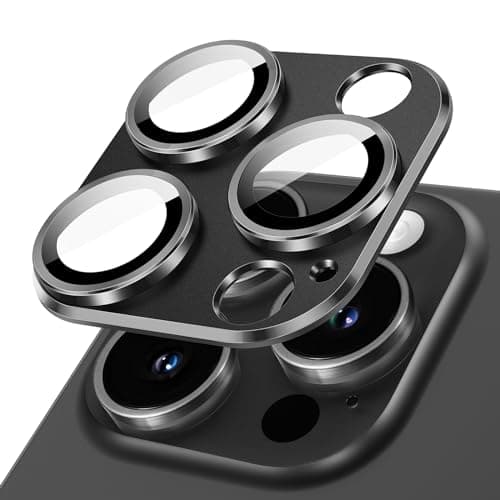 JETech Camera Lens Protector for iPhone 15 Pro 61Inch and iPhone 15 Pro Max 67Inch Full Coverage 9H Tempered Glass Ring Cover Matte Metal Plate Case Friendly 1Pack Space Black