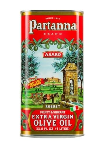 Partanna Robust Extra Virgin Olive Oil - Premium Castelvetrano Oil - Harvested in Sicily - Pure Authentic Italian - Monovarietal - Rich in Flavor - First Cold Pressed - 33.8 fl oz (1 L) Tin
