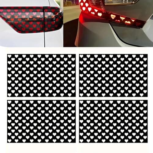 Hugwits 4 PCS Car Heart Pattern Taillight Stickers SelfAdhesive Automotive Rear Lamp Decals Cuttable Taillight Tint Film Sheet Universal for Most Cars Black
