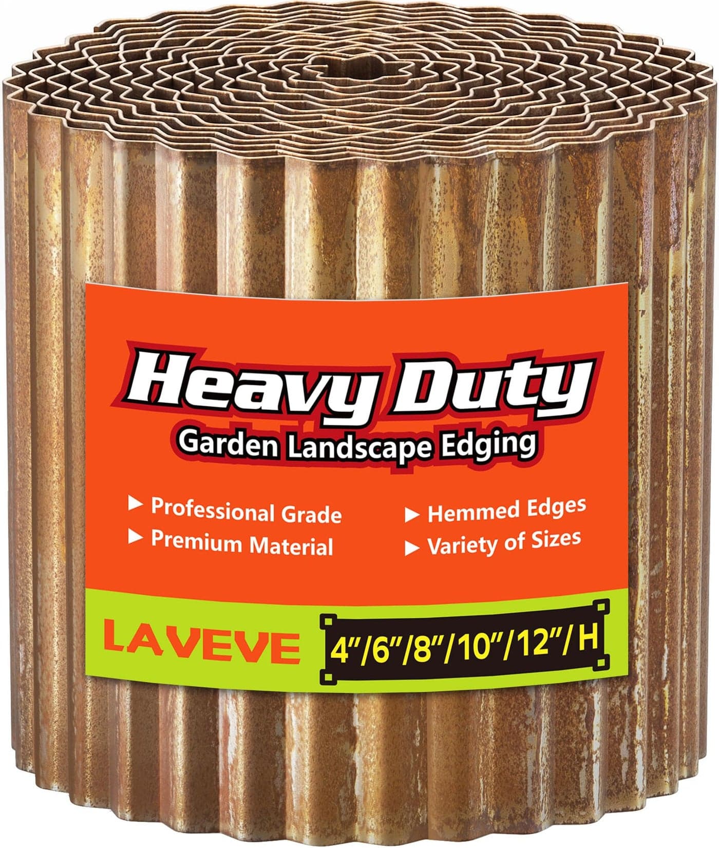 LAVEVE Corrugated Metal Garden Edging 6" x 10ft, Landscape Edging Border for Lawn, Flower Bed, Garden Fence, Paver Edging (Real Rusted)