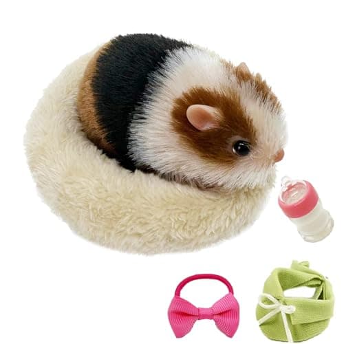VOLOBE 5 Inches Silicone Hamster Realistic Toy Hamster as Silicone Piglet Companion with Sleeping Pad Accessories for Kids Boy Girl Birthday Handmade Gift Black Hamster