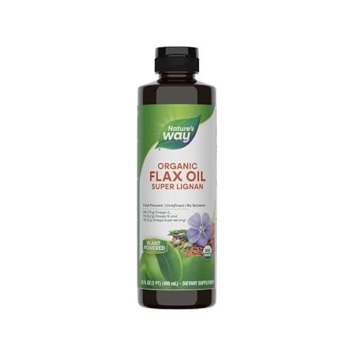 Nature's Way Organic Flax Oil Super Lignan, Omega-3, 6, 9 Fatty Acids(1), Cold-Pressed, Unrefined, Hexane Free, 16 Fl Oz (Packaging May Vary)