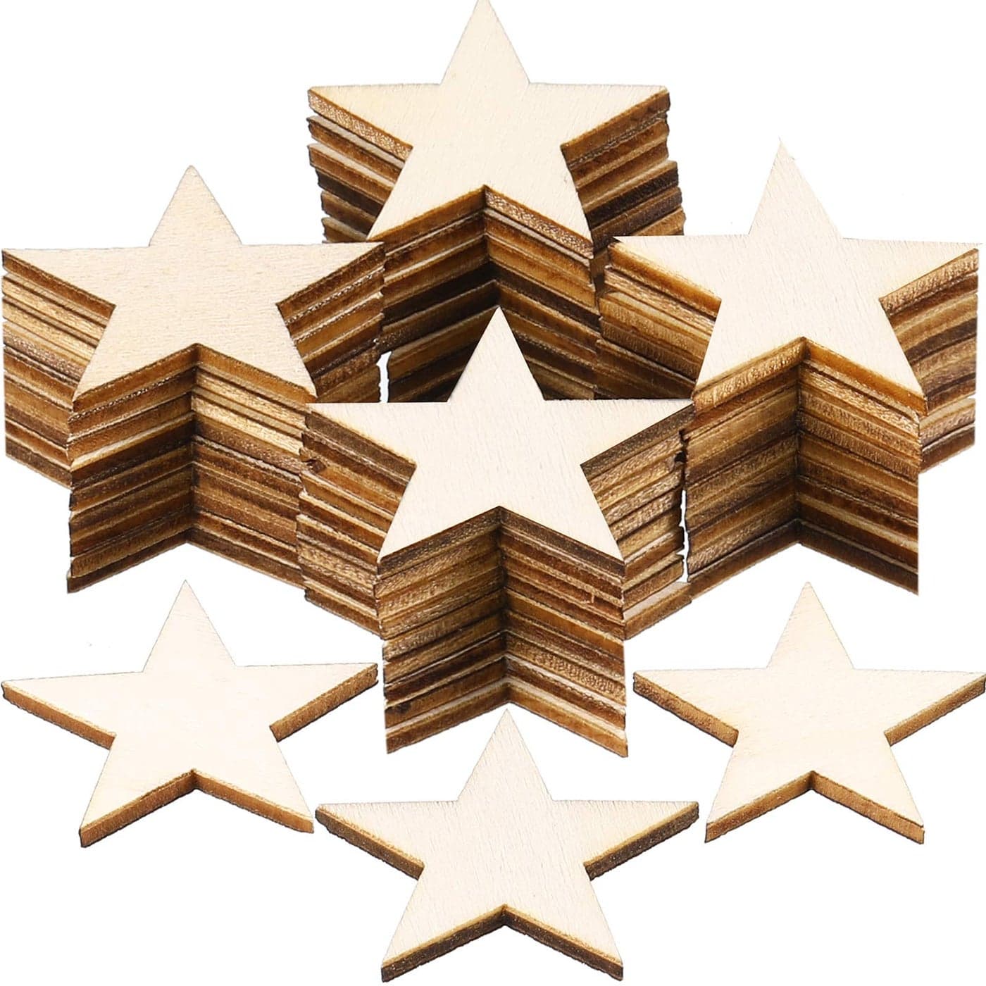 Gejoy 500 Pcs Wooden Stars Unfinished Stars Pieces Blank Wooden Cutouts Ornaments for Craft Memorial Day Independence 4th of July Patriotic Project and Decoration114 Inch