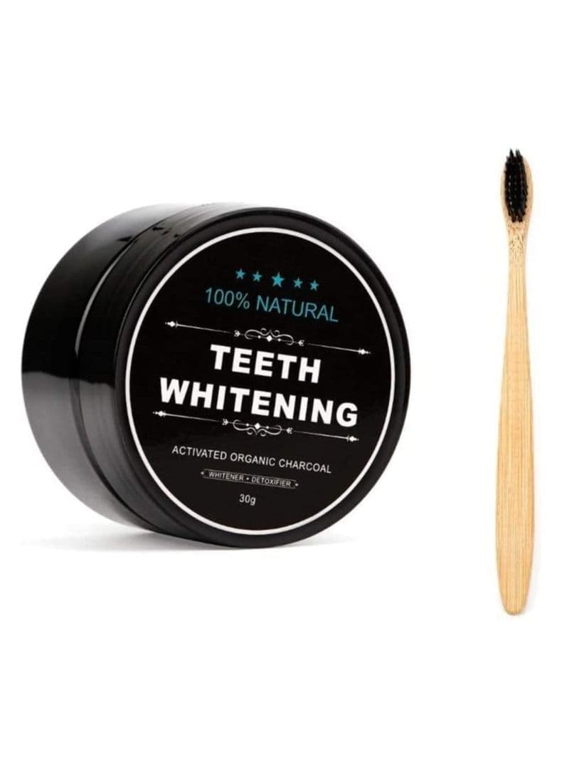 ORiTi Teeth Whitening Charcoal Powder + Bamboo Brush Oral Care Set, Natural Activated Charcoal Teeth Whitener Powder