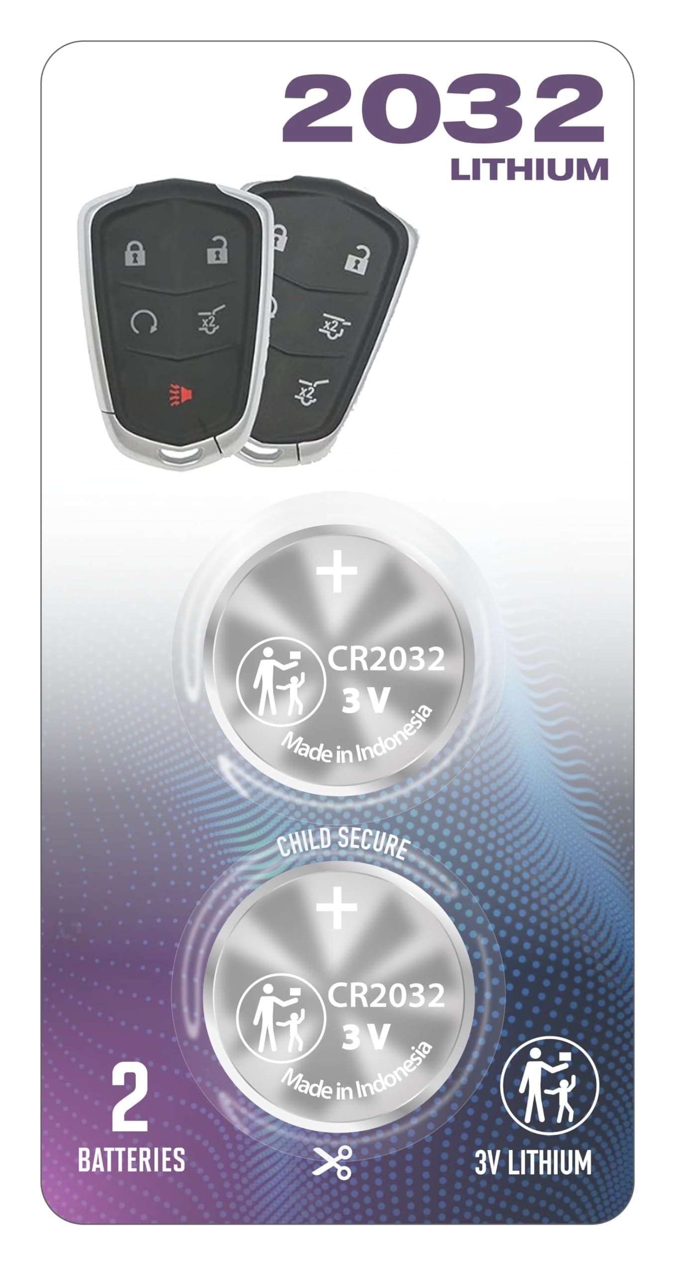 (2 Pack) CR2032 2032 Remote Key FOB Battery OEM for 2016-2021+ Compatible with Cadillac ATS, CT6, CTS, Escalade, SRX, XT4, XT5, XT6, XTS, Smart Key Remote Fob Case Shell (FCC ID’s: HYQ2AB, HYQ2ES)
