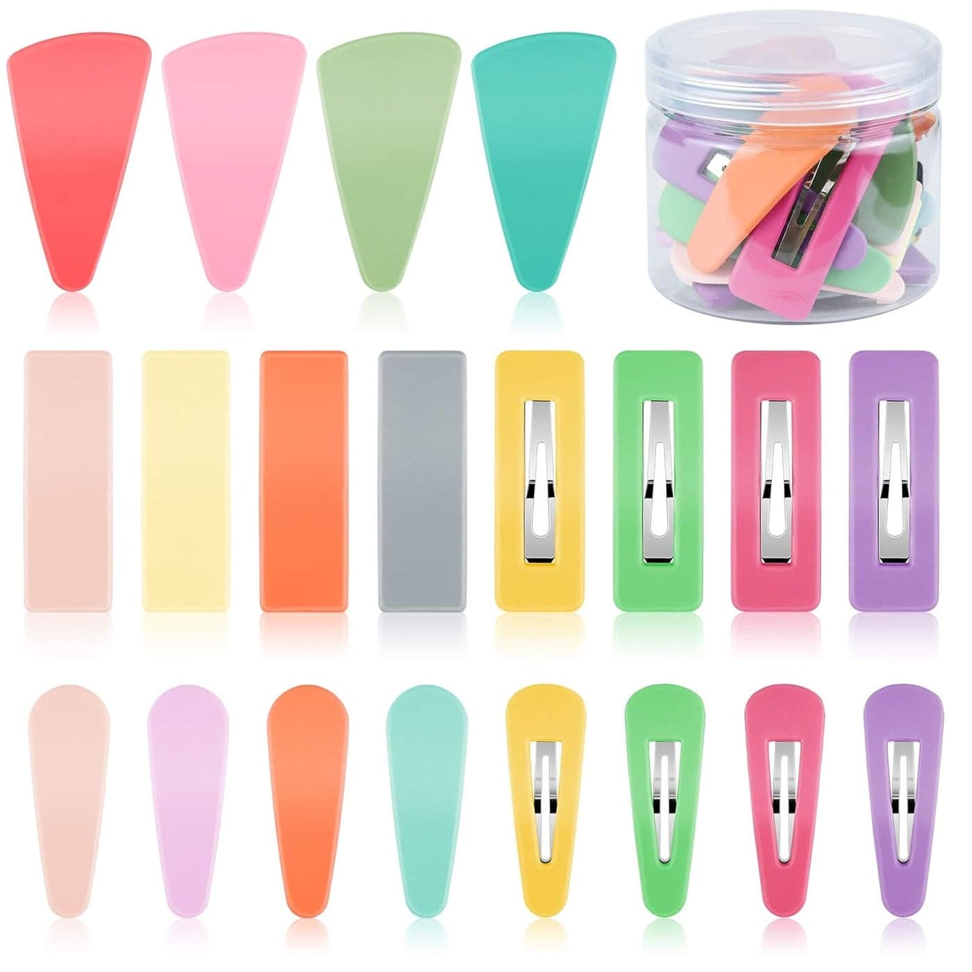 EAONE 20 Pcs Hair Clips for Girls 3 Sizes Metal Snap Hair Clips No Slip Hair Clips Barrettes for Girls Kids Teens Women 5 Cute Candy Colors Design Hair Accessories