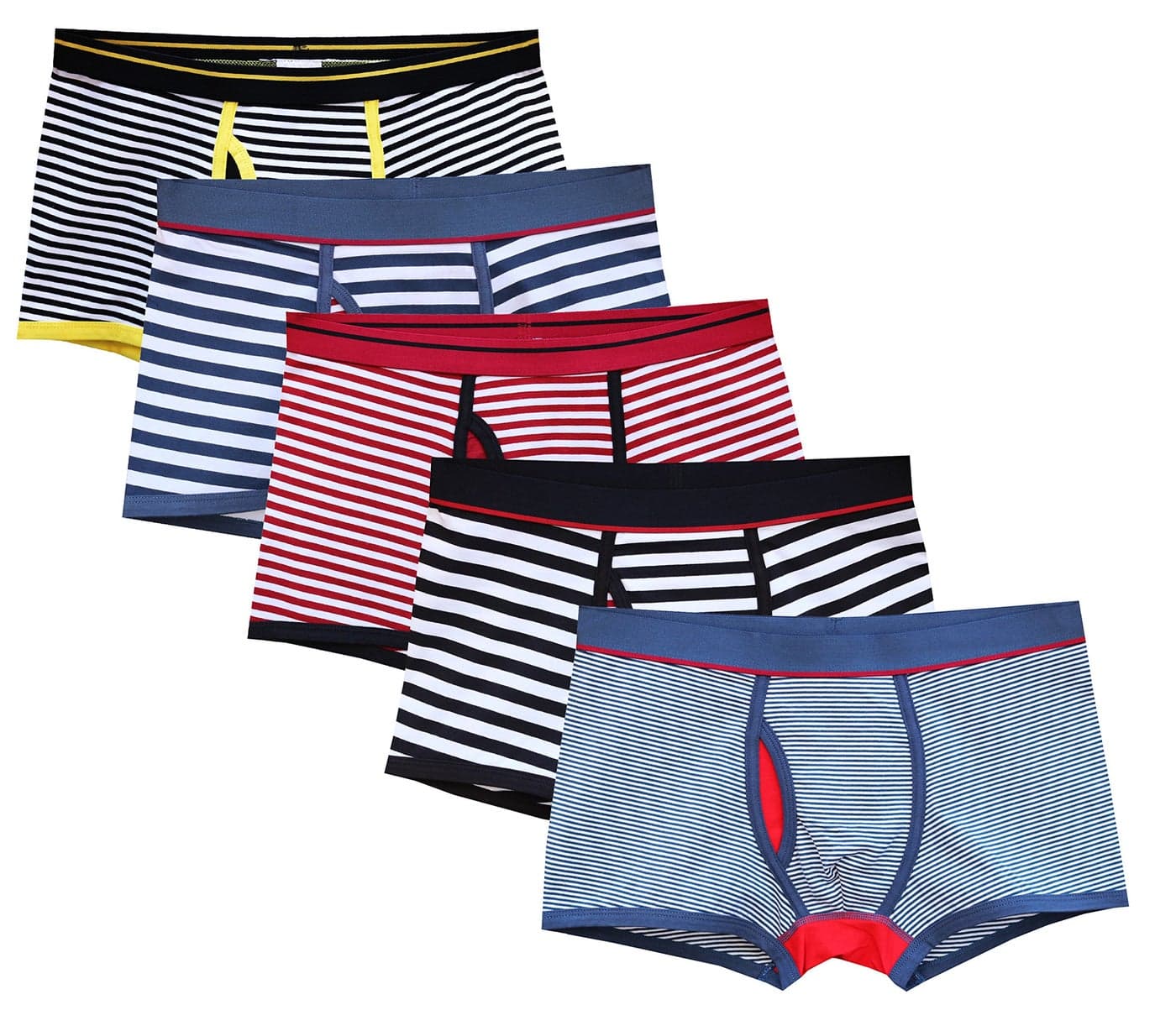 CHUNG Mens Xtemp Cotton Boxer Brief Underwear Fashion Stripe Assorted Pack of 5 L