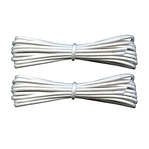 Lify Waxed Cotton Extra Thin Dress Round Shoelaces for formal shoes, available in 60CM (23.62'') & 80CM (31.5'') - 2 Pair PacK (White, 120CM (47.24'' Inch))