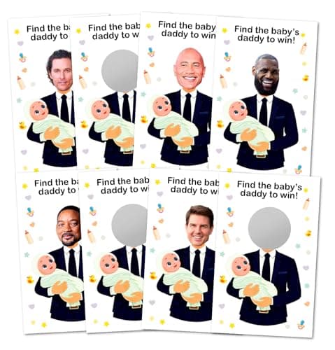 RokAPary Who is The Babys Daddy Baby Shower Scratch Off Game Easy to Play Silly Games Funny Idea Ice Breaker Activity Raffle Cards Set of 40 Cards Made in USA