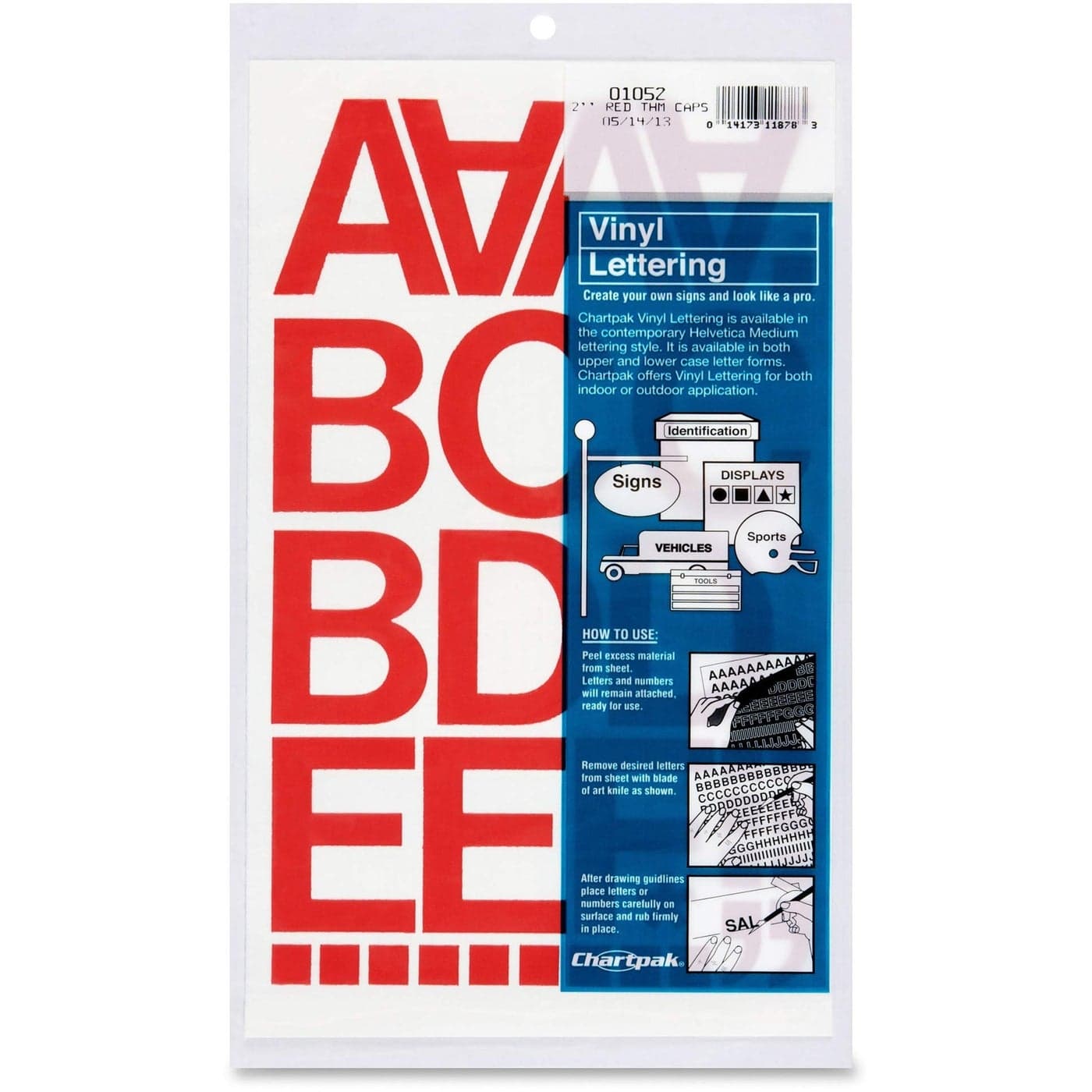 Chartpak Vinyl Helvetica Style Letters Letter Number 2 Inches High Red 01052