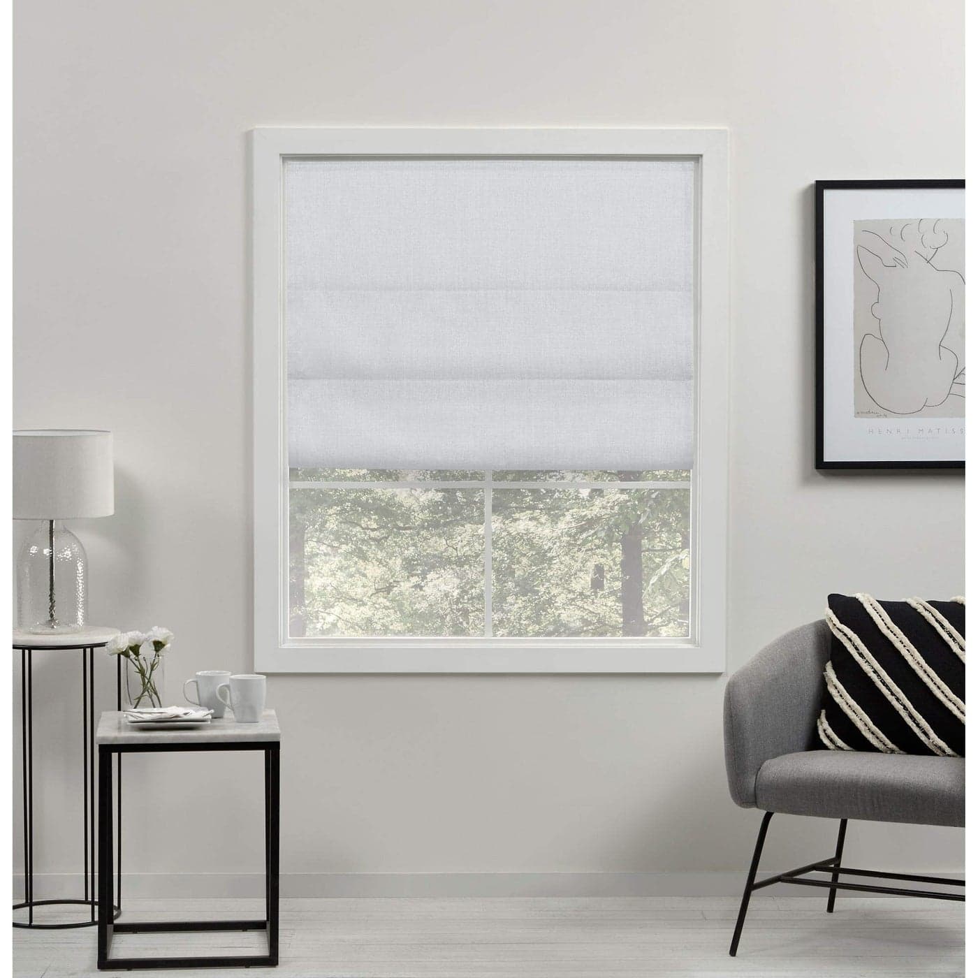 Exclusive Home Curtains Acadia 100 Blackout Polyester Roman Shade 64 L x 27 W White
