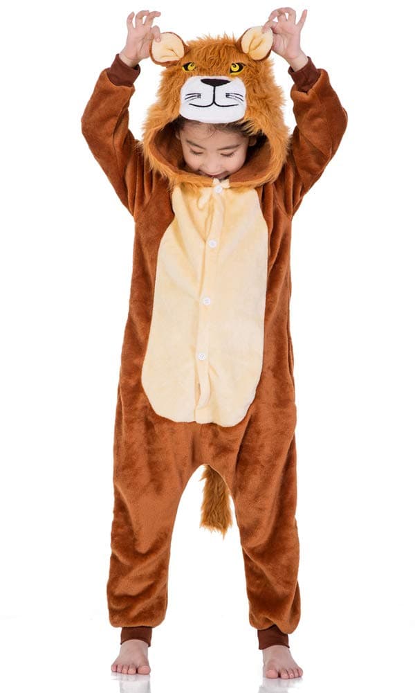 yolsun Kids Lion Animal Halloween Costume Deluxe Kids Onesie Dress up for BoysGirls