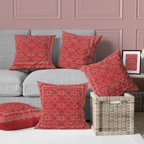 AAZEEM Decorative 16x16 Inch Throw Pillow Covers Set of 5 | Super Soft Velvet Pillows|Fall Pillowcase for Living Room Bedroom Sofa Couch Cushion Cover |Red Color| 40x40cm|