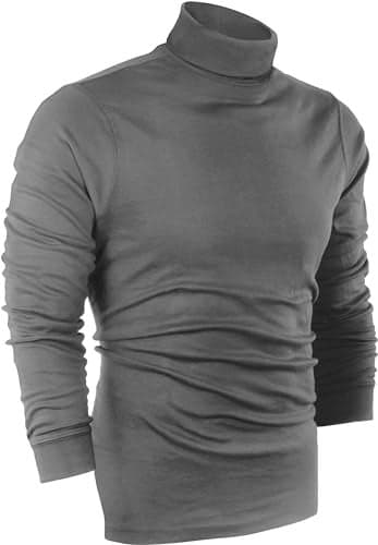 Utopia Wear Turtleneck Men Slim Fit UPF 50+ Lightweight Pullover Sweater Long Sleeves Top, Large, Steel Grey