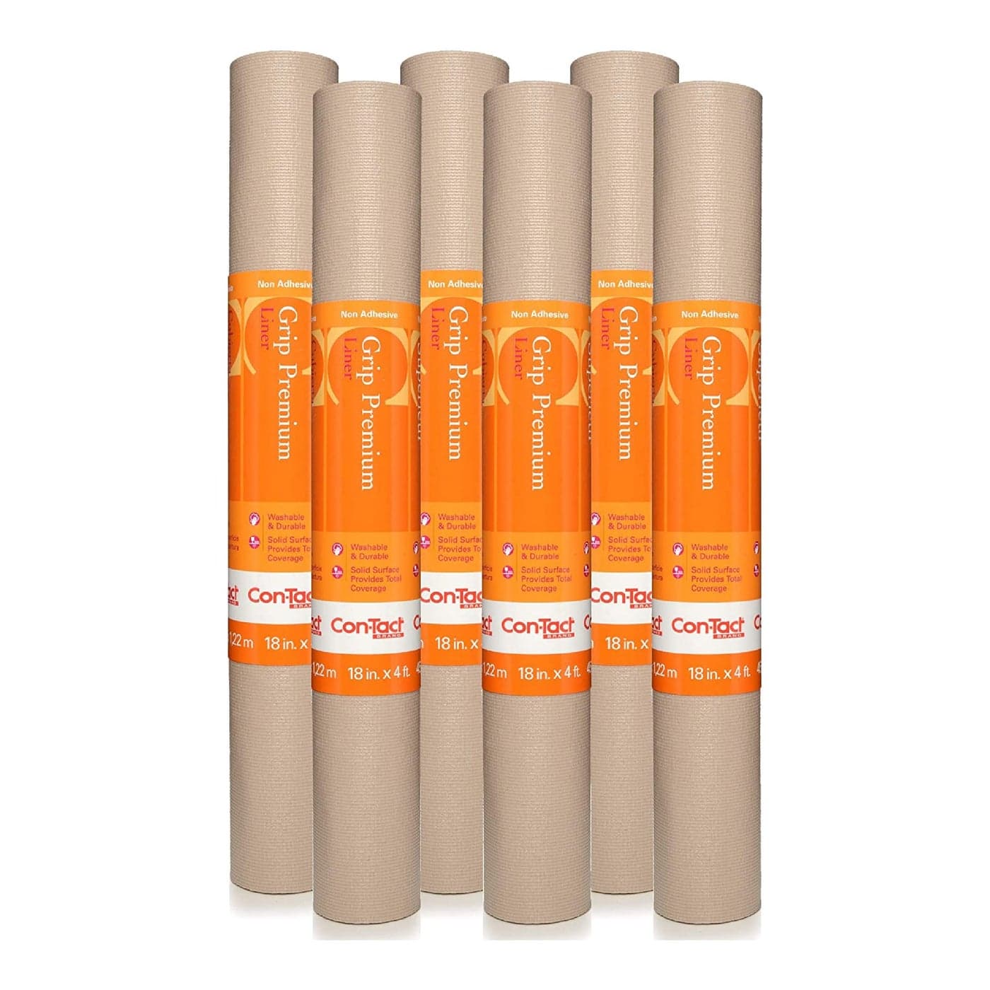 ConTact Brand Grip Premium Thick Shelf Liner Versatile 18inches x 4feet Durable NonAdhesive NonSlip Drawer and Cabinet Liner in Taupe Pack of 6 Rolls