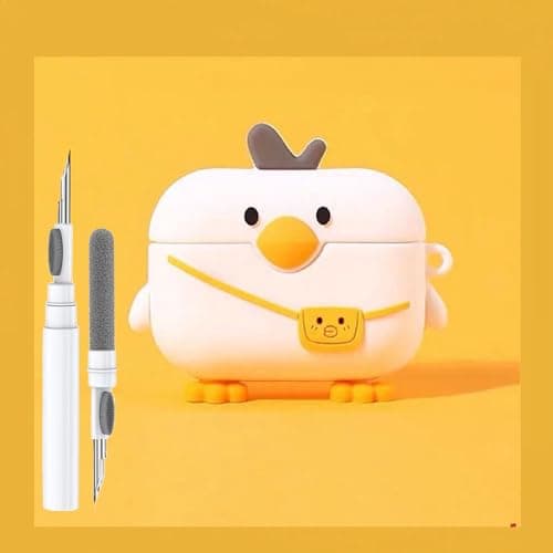 Cute Duck Case for Airpod 4 Case Cover 2024, Funny 3D Cartoon Kawaii Cool Cover with Cleaning Kit & Keychain for Airpod 4th Generation 2024 for Boys Girls Kids Teen, Yellow Duck
