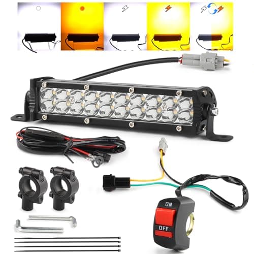LIGBT Dirt Bike Light Bar Amber White Motorcycle Headlight Kit with ON-Off Switch Universal for 7/8" 22mm Handlebars Pit Dirt Bike Plug and Play for KLX110 CRF110 TTR110 YZ250F CRF110 CRF230F CRF250F