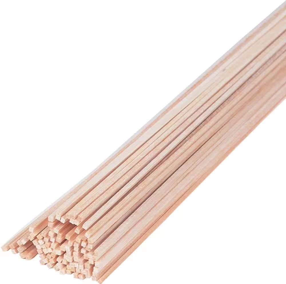 Balsa Wood Sticks 1/8 Inch Square Dowels Rod Strips 12" Long - Pack of 50 by Craftiff