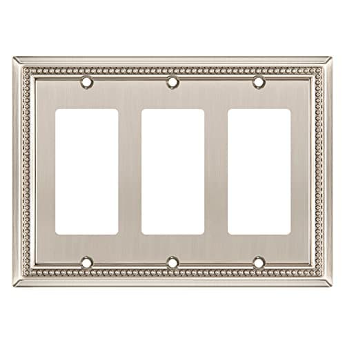 Henne Bery Sunken Pearls Heavy Duty Decorative Wall Plate Switch Plate Outlet Cover (Triple Decorator, Satin Nickel)