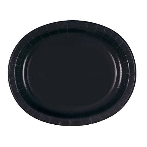 Black Solid Oval Plates - (Pack of 8) - Uniquely Elegant & Durable Tableware - Perfect for Holidays, Events, and Celebrations