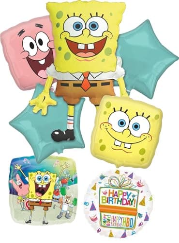 Spongebobs Birthday Party Supplies 7pc Foil Balloon Bouquet Decorations