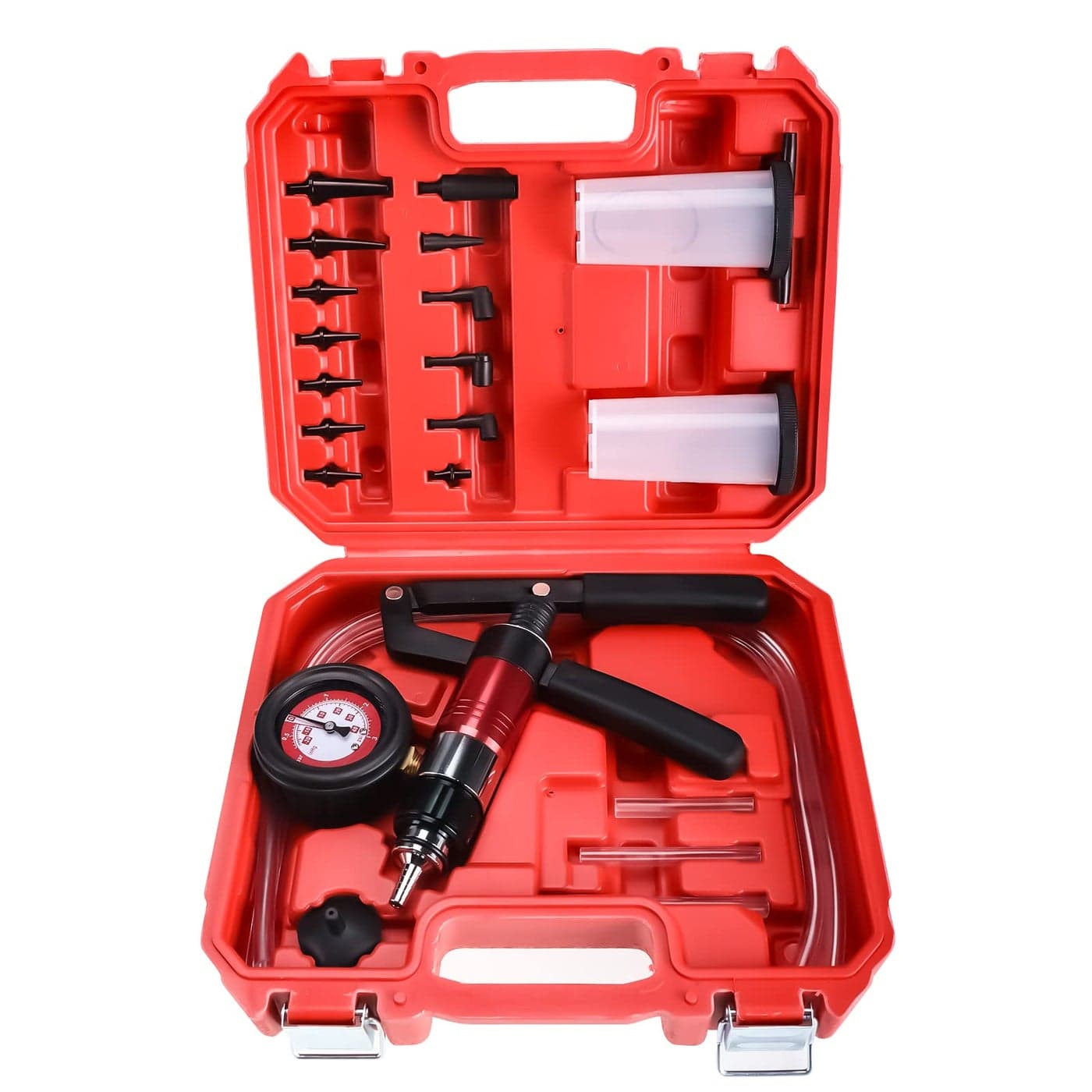 8MILELAKE 21pcs Handheld Vacuum Pump Set Tester Compatible for Automotive with Adapters Brake Bleeder Test Kit