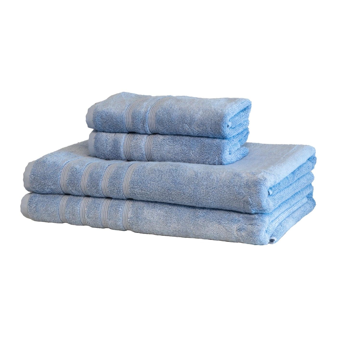 Mosobam Luxury Turkish 4pc XL Towel Set 35X70 16X30 Allure Blue Oversize 700 GSM Bamboo Viscose Aegean Turkish Combed Cotton